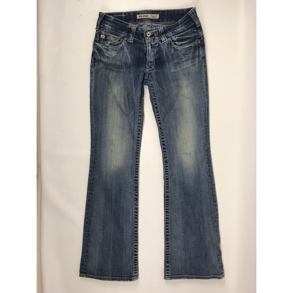 Big Star Buckle Casey K Low Rise Boot cut Flap Pockets Jeans Womens 27R 29 X 30